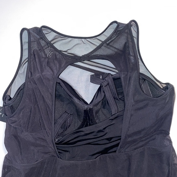 Torrid Underwire Long Mesh Overlay Swim Dress With Brief - Picture 5 of 10